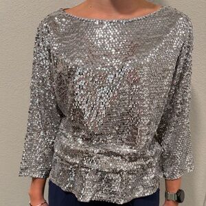 St. John Silver Sequin Blouse